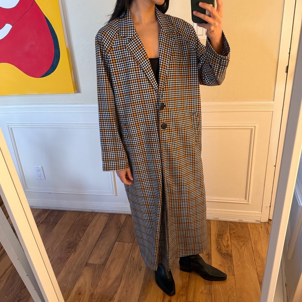 Urban Outfitters Plaid Trench Coat Duster Jacket